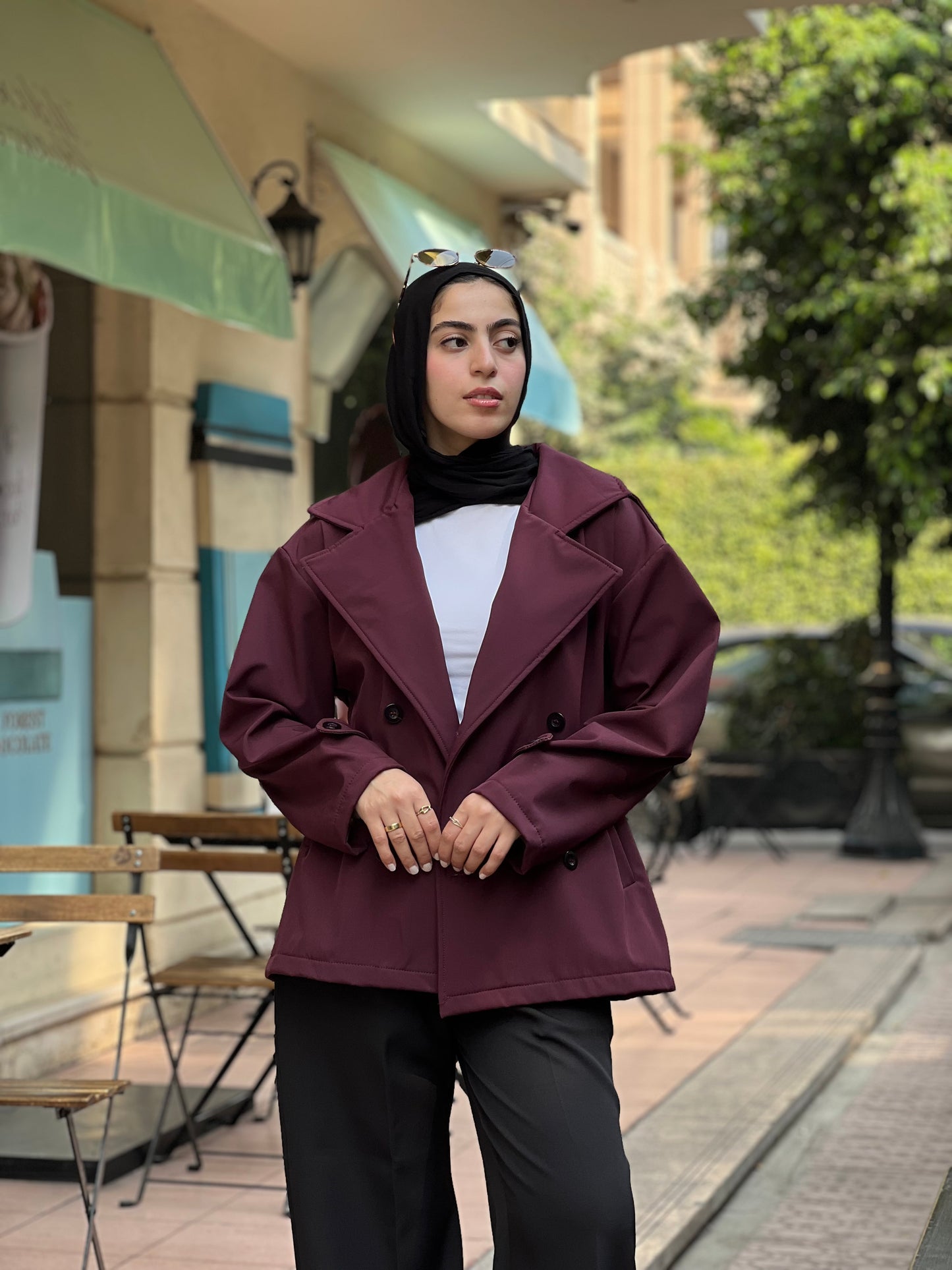 Midnight trench in burgundy