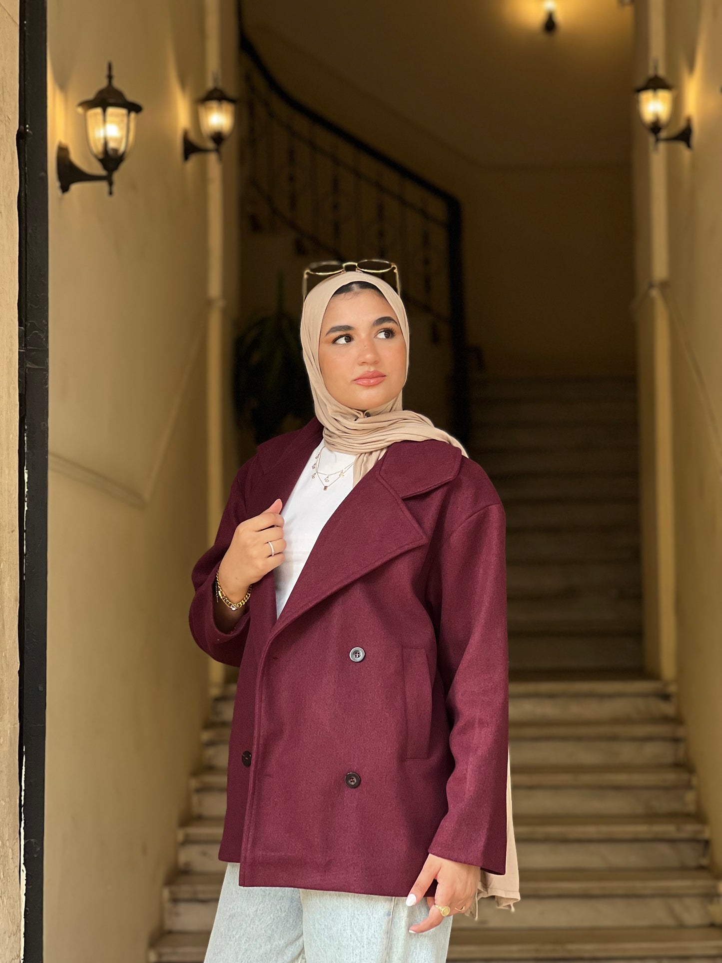 Cross wind jacket in burgundy