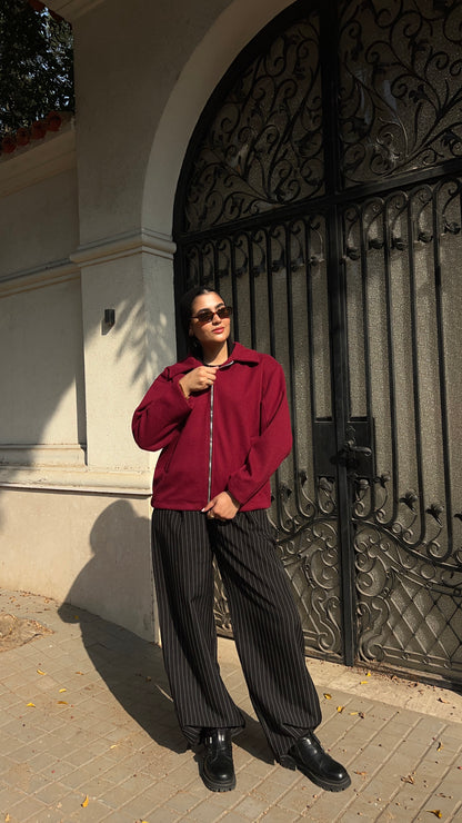 Town zipper jacket in burgundy