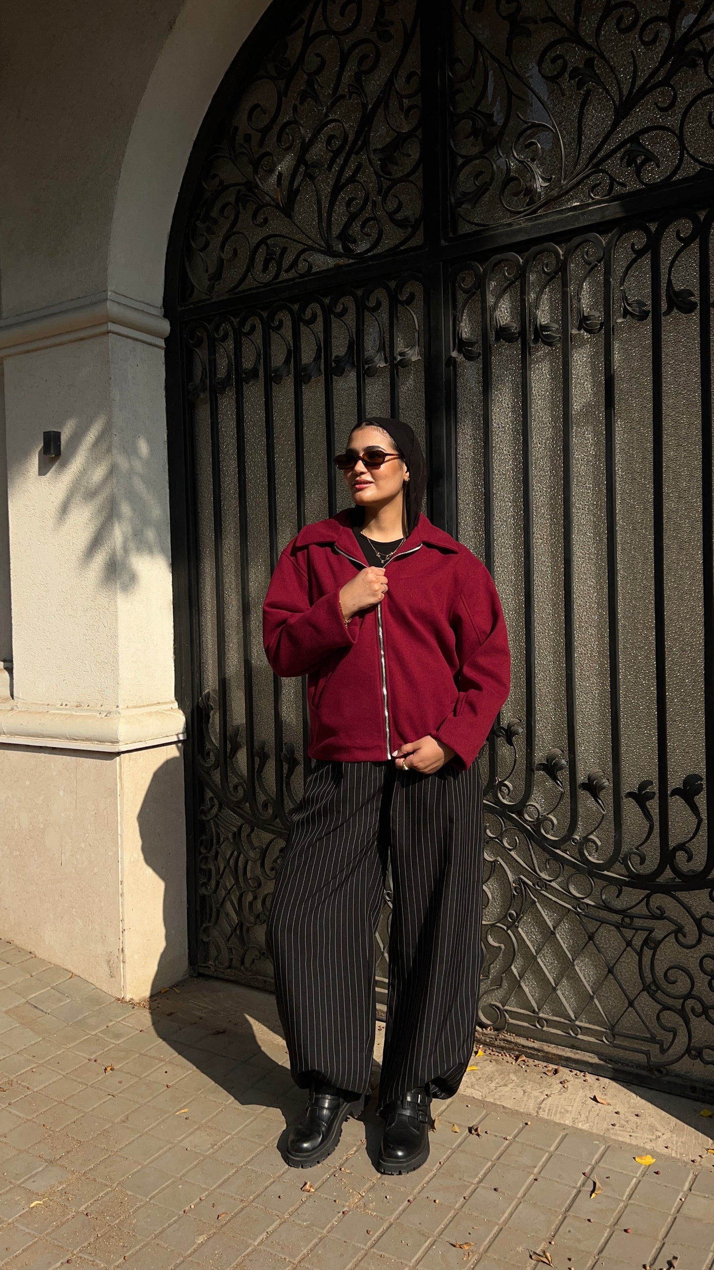 Town zipper jacket in burgundy