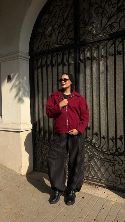 Town zipper jacket in burgundy