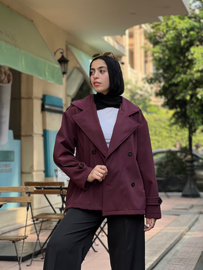 Midnight trench in burgundy