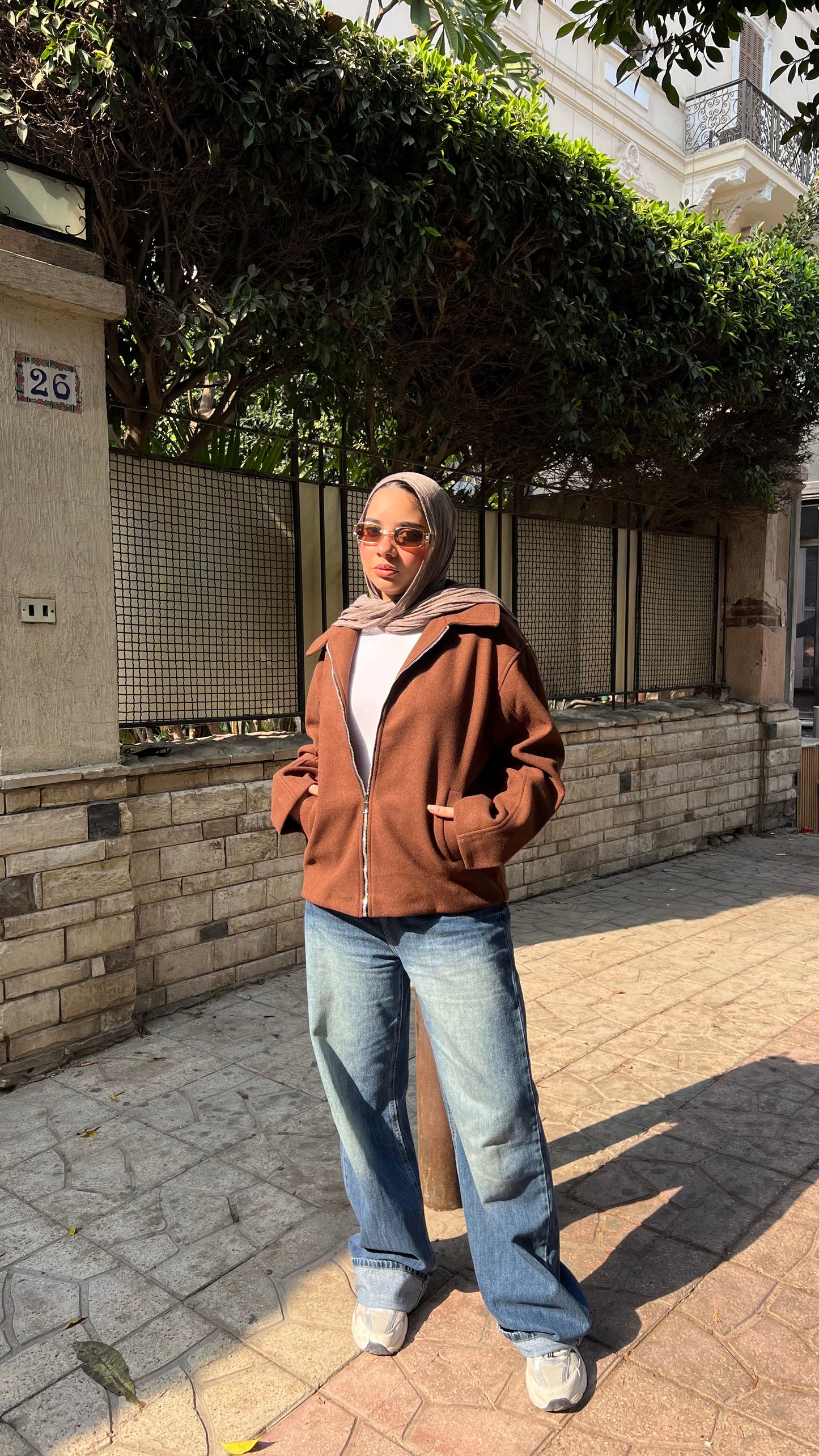 Town zipper jacket in brown