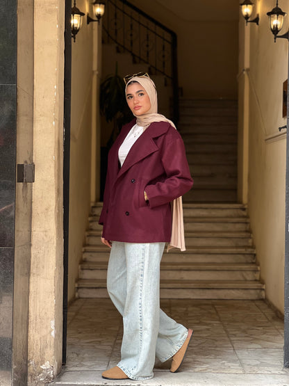 Cross wind jacket in burgundy