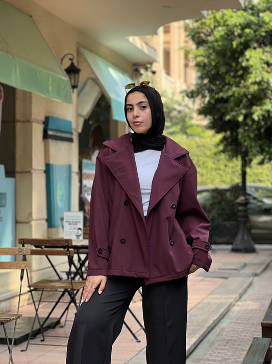 Midnight trench in burgundy