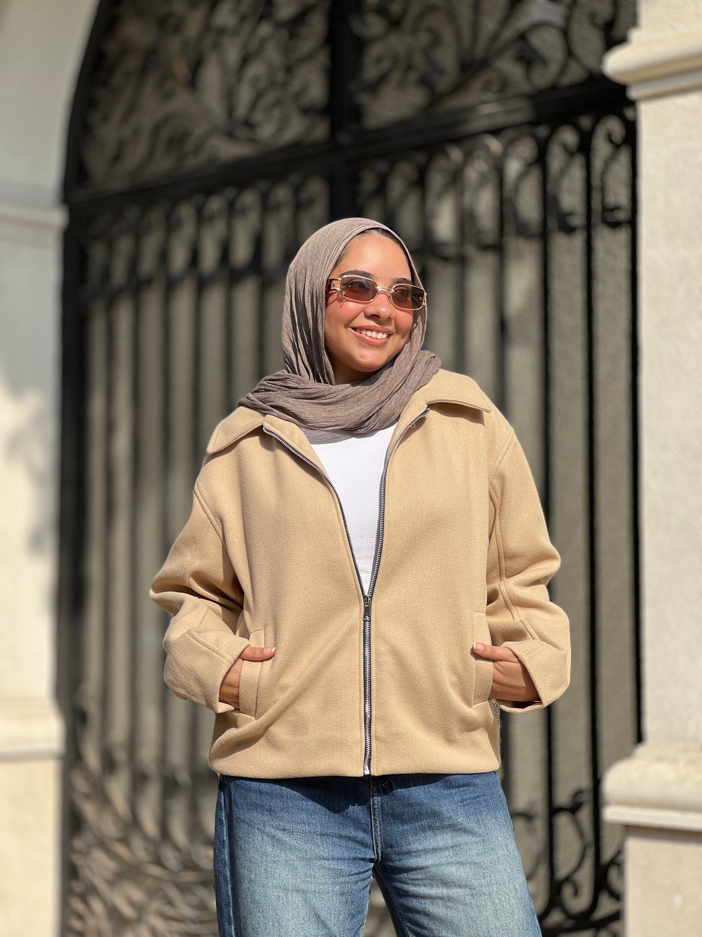 Town zipper jacket in beige