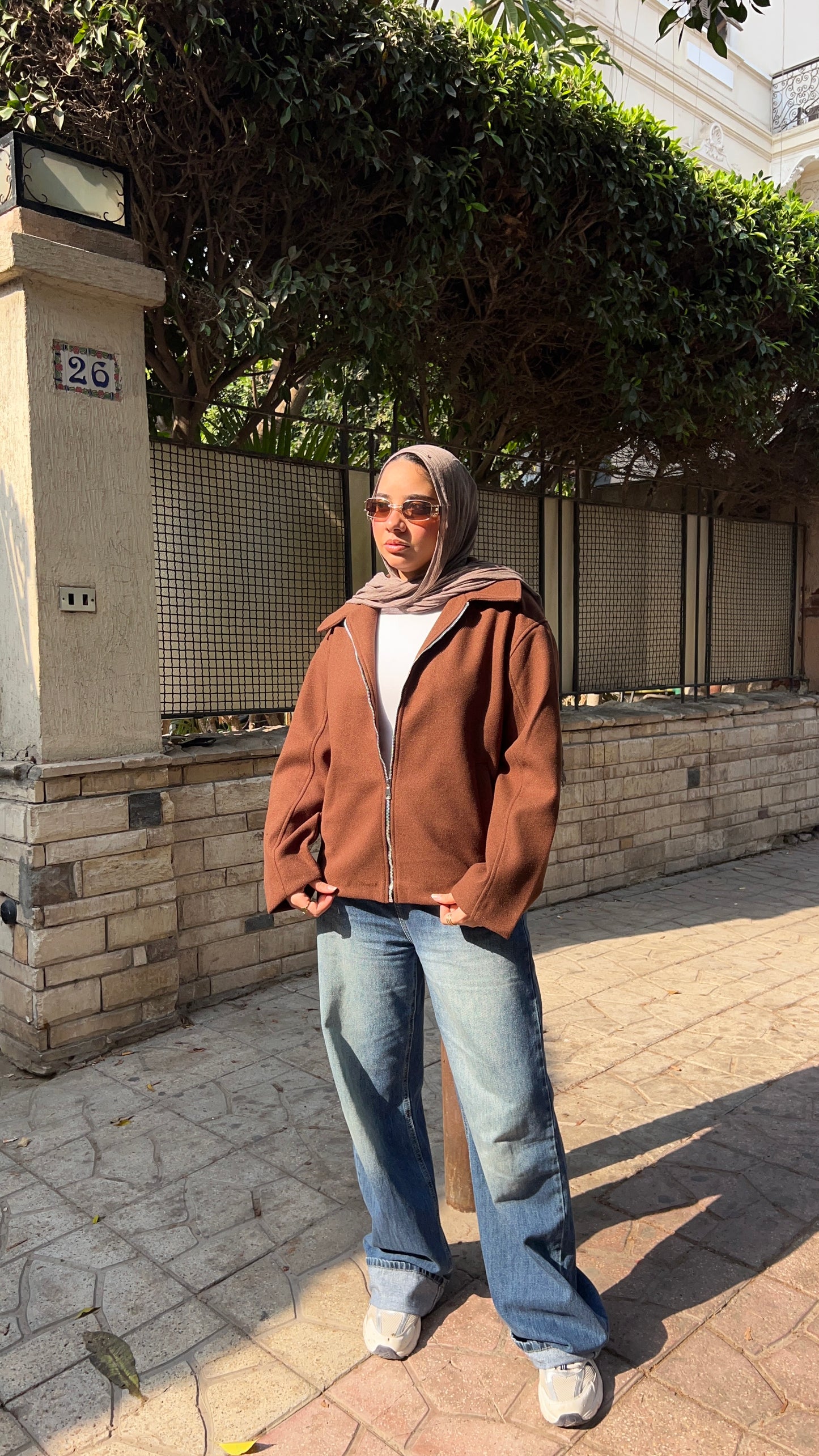 Town zipper jacket in brown