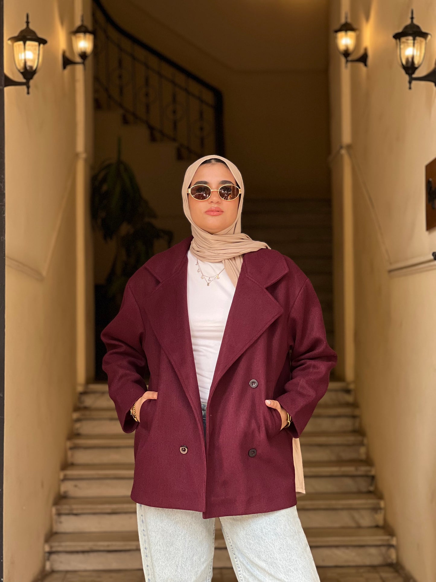 Cross wind jacket in burgundy