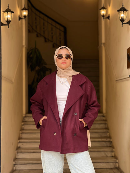 Cross wind jacket in burgundy