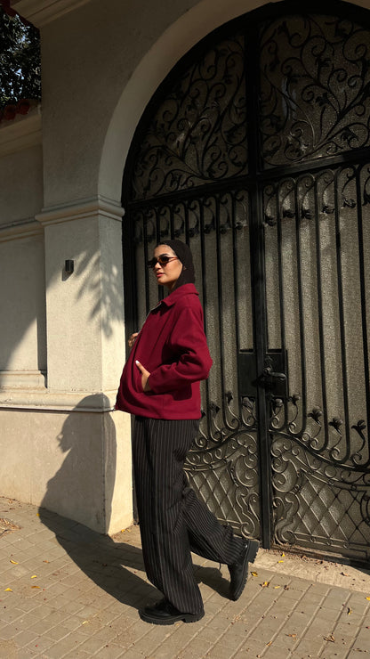 Town zipper jacket in burgundy