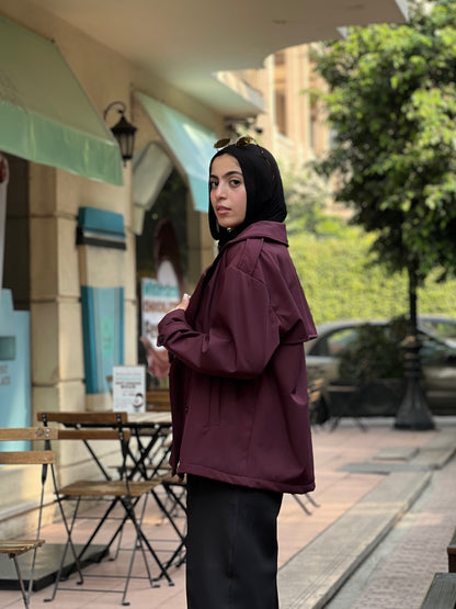 Midnight trench in burgundy